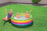 Bestway 62'' Inflatable 4-Ring Rainbow Kids Play Swimming Pool